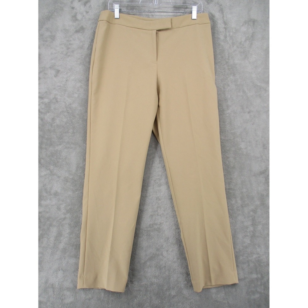 Anne Klein Pants Womens Size 8 Tan Straight Leg Trousers Office Minimalist Zip